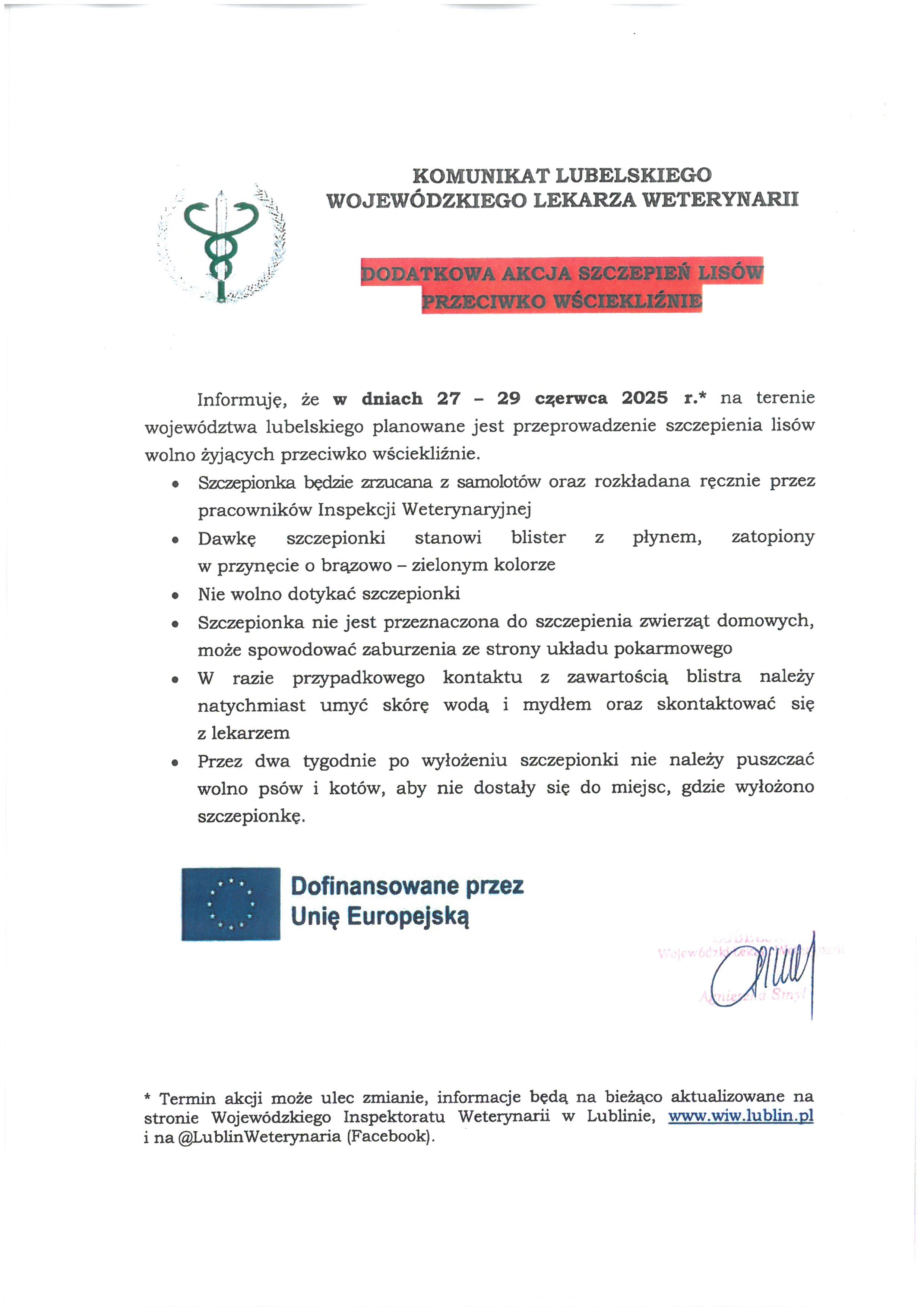 Szczepienie przeciw wściekliźnie