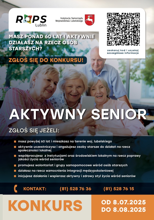 Dyrektor Regionalnego Ośrodka Polityki Społecznej w Lublinie ogłasza konkursy: „Gmina przyjazna Seniorom” i „Aktywny Senior”