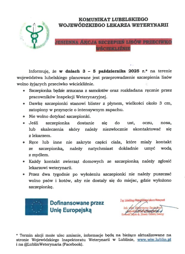 Jesienna akacja szczepienia lisów