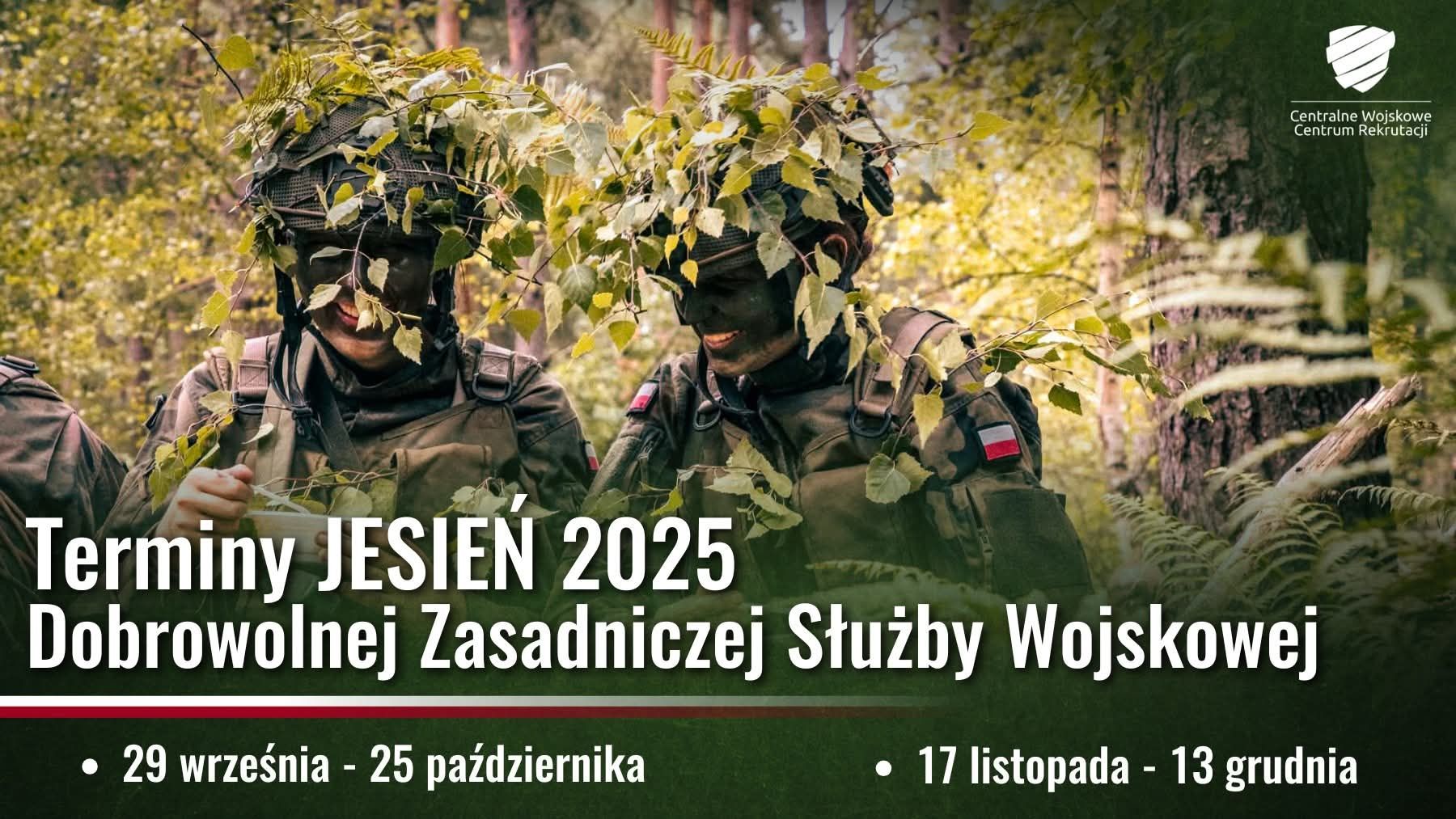 Wojskowe Centrum Rekrutacji w Chełmie zaprasza na IX turnus Dobrowolnej Zasadniczej Służby Wojskowej.  W celu złożenia wniosku, należy zgłosić się do: Wojskowego Centrum Rekrutacji w Chełmie Koszarowa 1b 261-161-345 lub zarejestrować na Resortowym Portalu Rekrutacyjnym: zostanzolnierzem.pl.  Zabierz ze sobą:  dowód osobisty, prawo jazdy (jeśli posiadasz), oryginał świadectwa ukończenia ostatniej szkoły, książeczkę wojskową (jeśli nie posiadasz – zabierz zdjęcie dowodowe).