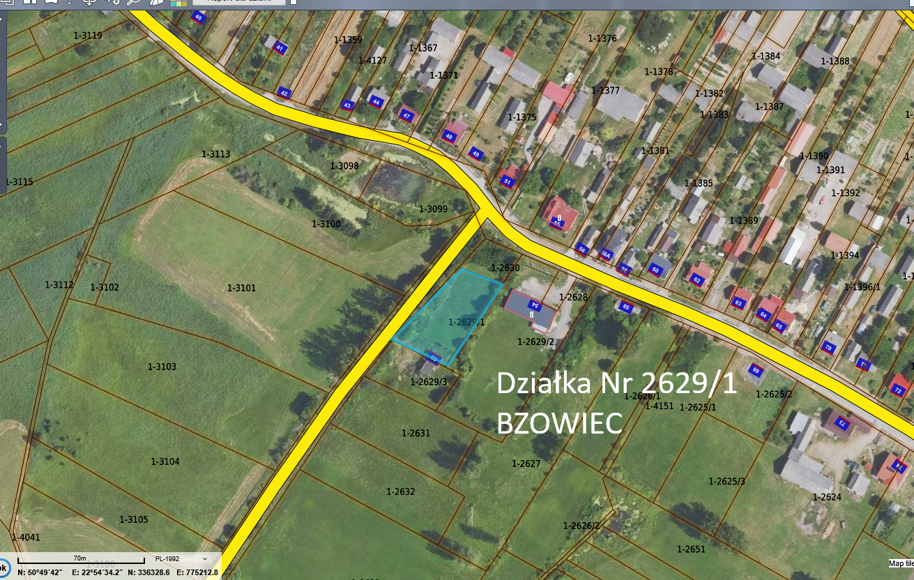 Zdjęcie satelitarne działki.